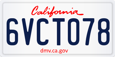 CA license plate 6VCT078