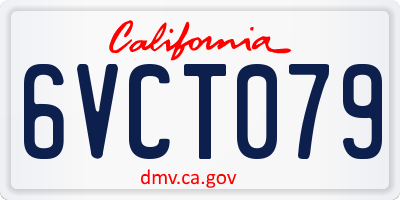 CA license plate 6VCT079