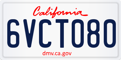 CA license plate 6VCT080