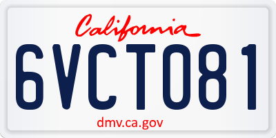 CA license plate 6VCT081