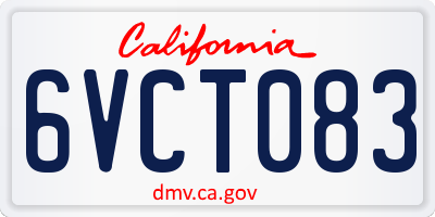 CA license plate 6VCT083
