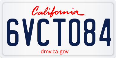 CA license plate 6VCT084