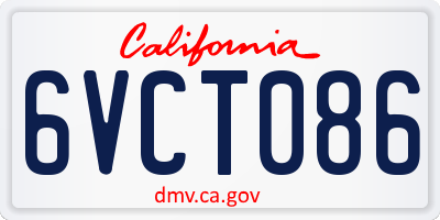 CA license plate 6VCT086