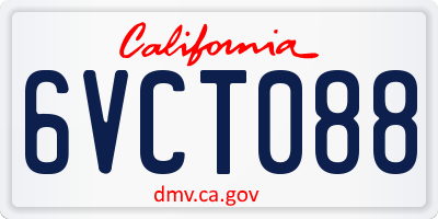 CA license plate 6VCT088