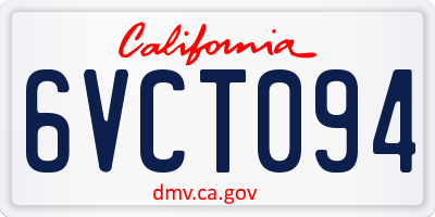 CA license plate 6VCT094