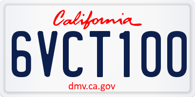 CA license plate 6VCT100