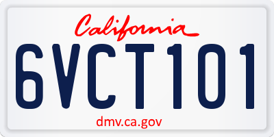 CA license plate 6VCT101