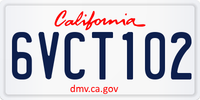 CA license plate 6VCT102