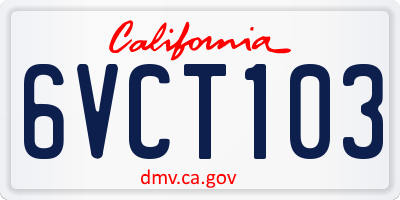 CA license plate 6VCT103