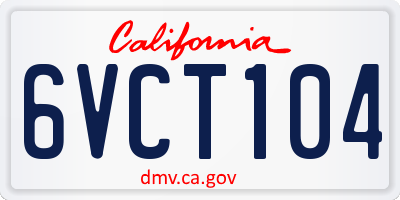 CA license plate 6VCT104