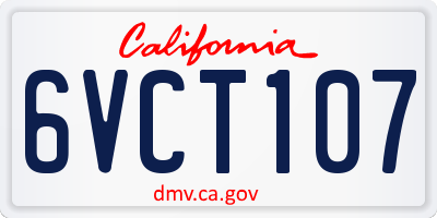 CA license plate 6VCT107