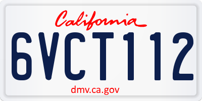 CA license plate 6VCT112