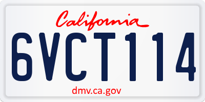 CA license plate 6VCT114