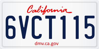 CA license plate 6VCT115