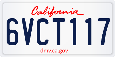 CA license plate 6VCT117