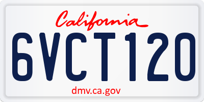 CA license plate 6VCT120