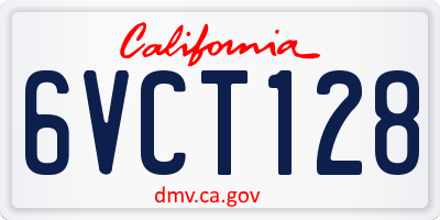CA license plate 6VCT128