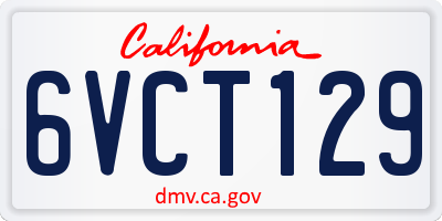 CA license plate 6VCT129