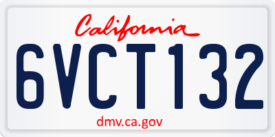 CA license plate 6VCT132