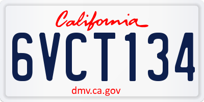 CA license plate 6VCT134