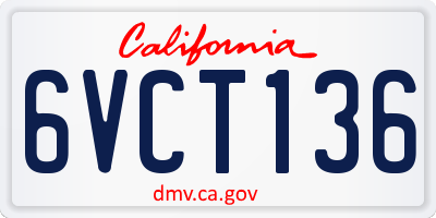 CA license plate 6VCT136