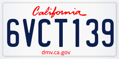 CA license plate 6VCT139