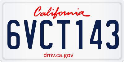 CA license plate 6VCT143