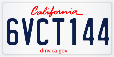 CA license plate 6VCT144