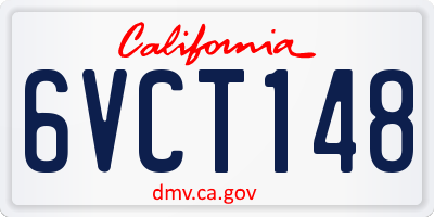 CA license plate 6VCT148