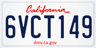 CA license plate 6VCT149