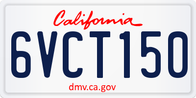 CA license plate 6VCT150