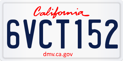 CA license plate 6VCT152