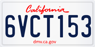 CA license plate 6VCT153