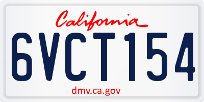 CA license plate 6VCT154