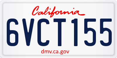 CA license plate 6VCT155