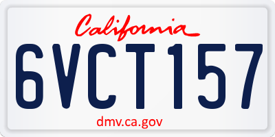 CA license plate 6VCT157