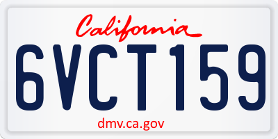 CA license plate 6VCT159