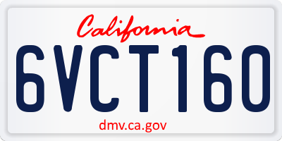 CA license plate 6VCT160