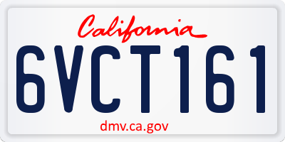 CA license plate 6VCT161
