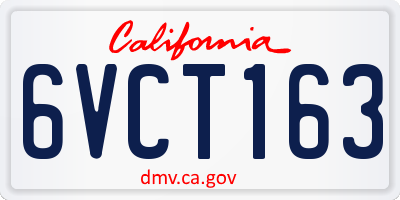 CA license plate 6VCT163