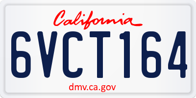 CA license plate 6VCT164