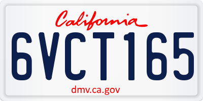 CA license plate 6VCT165