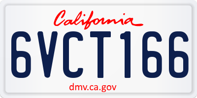 CA license plate 6VCT166