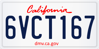 CA license plate 6VCT167
