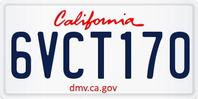 CA license plate 6VCT170