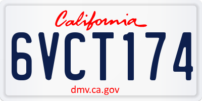 CA license plate 6VCT174