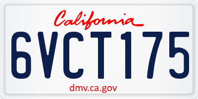 CA license plate 6VCT175