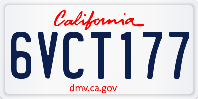 CA license plate 6VCT177