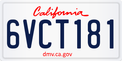 CA license plate 6VCT181
