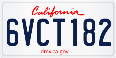 CA license plate 6VCT182